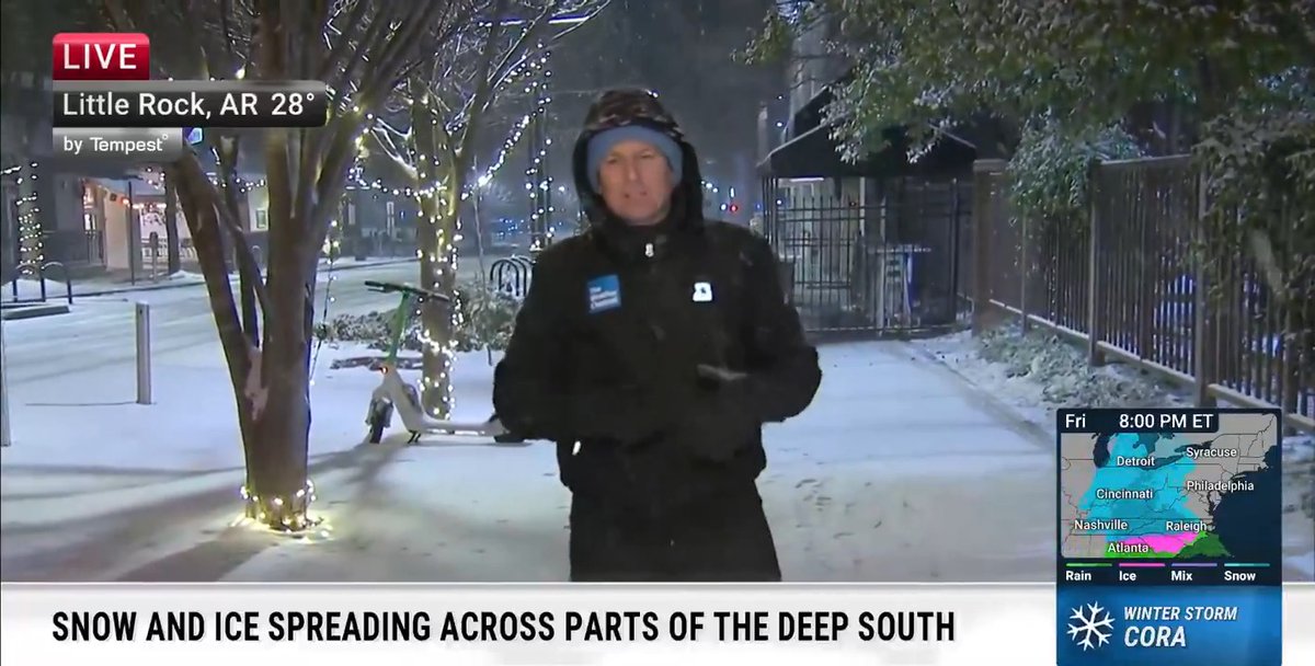 Winter Storm Cora is spreading snow and ice across the Deep South. Meteorologist Chris Warren has more details from Little Rock, Arkansas. Stream live coverage here: