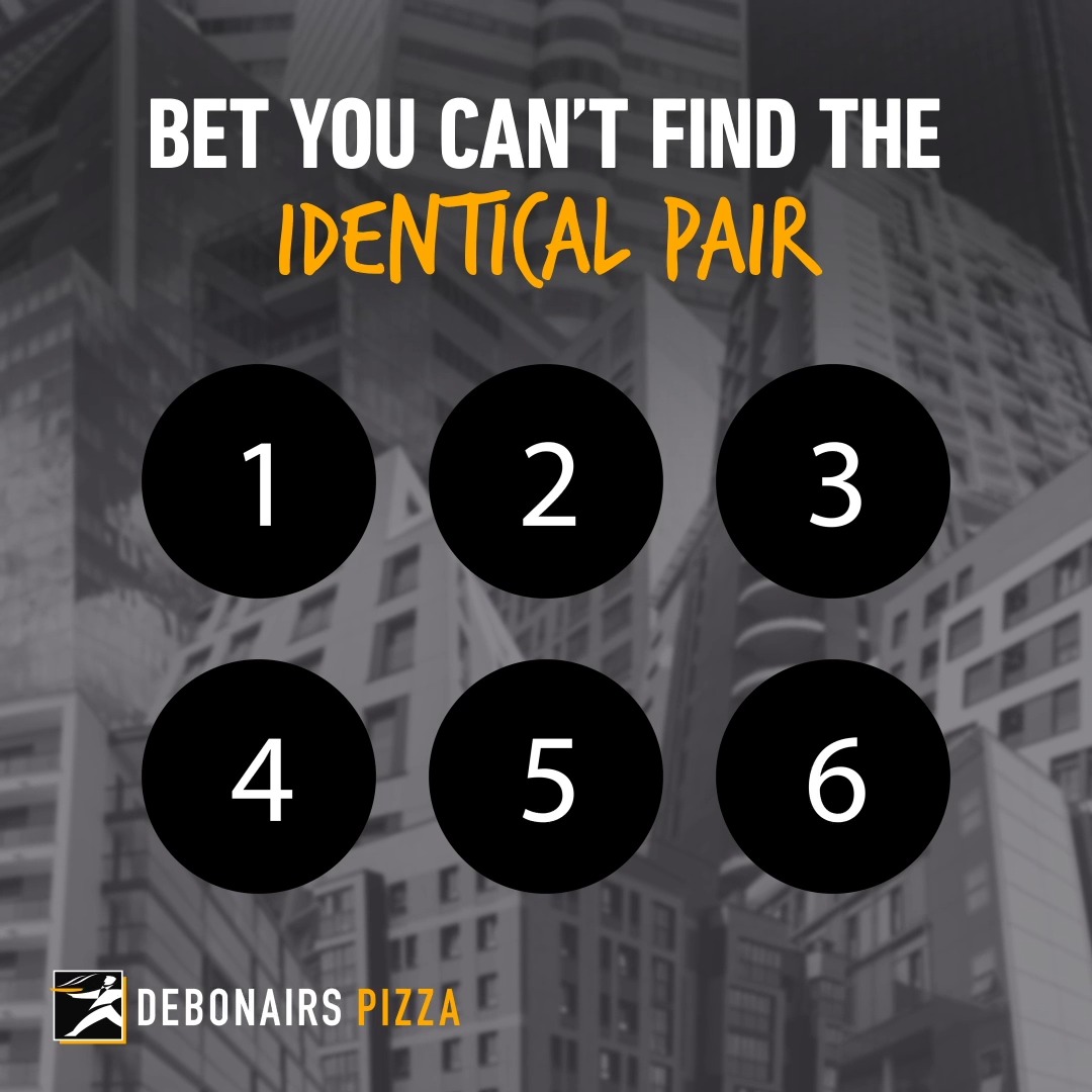 Got a sharp eye for detail and a good memory? Flex those muscles and let us know which numbers have the identical pair of Pizza Wraps. Get it right for a chance to win #SomethingAmazing. #DebonairsPizza #NoChillCrew #TrySomethingAmazing