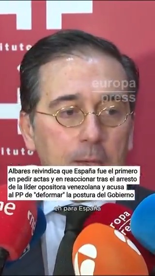 🛑 “El equipo de María Corina Machado nos ha traslado hoy su agradecimiento” Muy bien Albares… ahí ahí, apoyando a la ultraderecha venezolana. Al igualque Milei, Noboa, Bukele y Donald Trump #Vergüenza