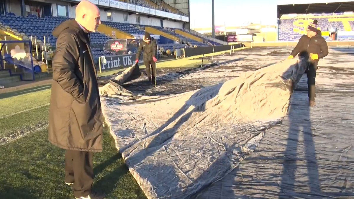 ❄️ View this morning's pitch inspection which led to the postponement of tomorrow's Emirates FA Cup tie at home to Wigan. 🗓️ The match will now take place on Tuesday 14 January (7.45pm kick-off). #Stags 🟡🔵
