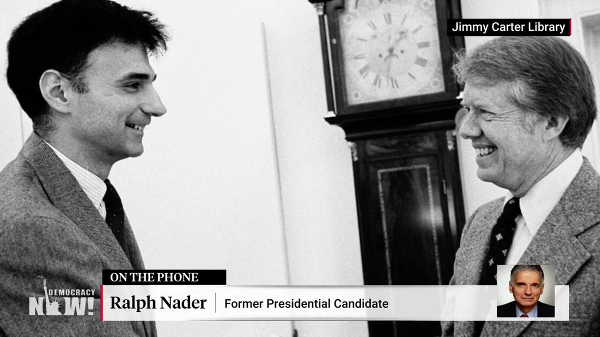 Longtime consumer advocate Ralph Nader says Jimmy Carter was the last U.S. president to take activist voices seriously in the White House. “His personal behavior was exemplary. He was as honest as presidents can come," says Nader.