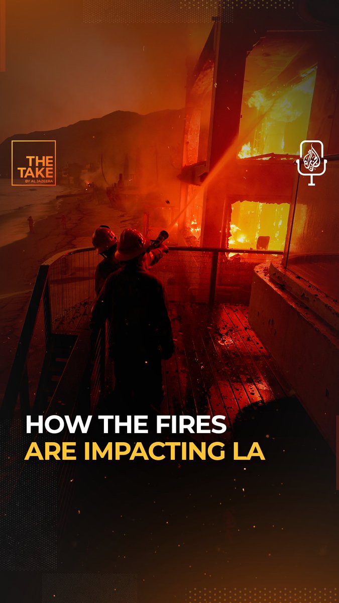 Wildfires are blazing through the greater Los Angeles area as tens of thousands are forced to evacuate. 🎙 #TheTake's Malika Bilal hears from journalist Manuel Rapalo about the impact of the wildfires: