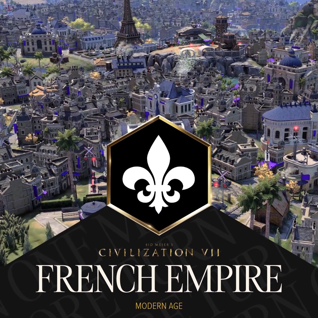 The 𝐅𝐑𝐄𝐍𝐂𝐇 𝐄𝐌𝐏𝐈𝐑𝐄 rises from revolution! ☀️ Choose any Government's Celebration 🏙️ Avenue adds Happiness to Urban Districts 👤 Jacobins grant transformative bonuses Visit the Game Guide for more: