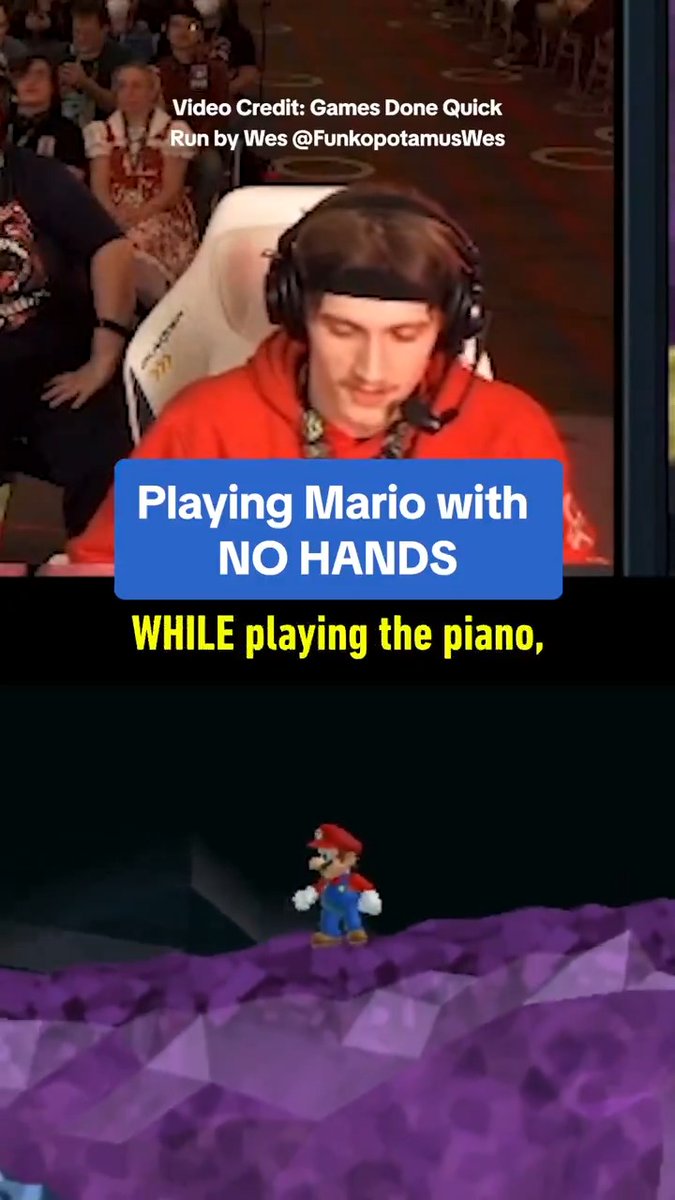 Wes played New Super Mario Bros. Wii with NO HANDS so he could play the piano while speedrunning at this year's Games Done Quick. Follow Wes @/funkopotamuswes on other platforms!