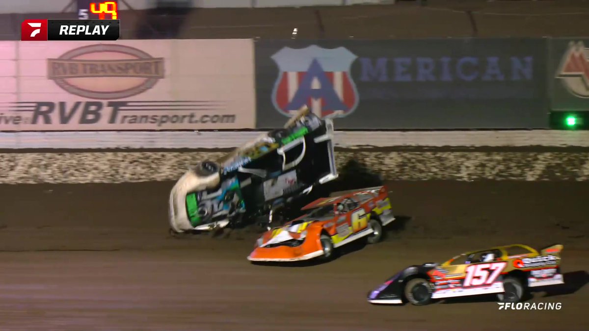 💥 Jake Timm goes for a wild ride at the end of #WildWestShootout heat races at Vado Speedway Park