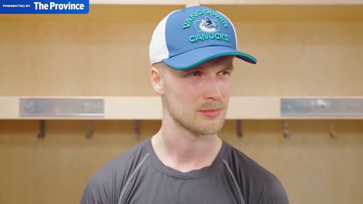 “Felt pretty good. Maybe some puck battles I do want back but overall felt good.” 🗣 Elias Pettersson speaks on how he felt physically in his first game back and on the overall game against Carolina. #Canucks | The Province
