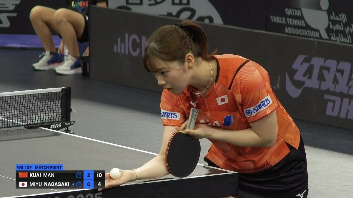 長﨑美柚 決勝進出ならず。 元世界ユース3冠の中国・蒯曼に敗れる。 #WTTドーハ🇶🇦 ■女子シングルス準決勝 🇯🇵#長﨑美柚 0-3 蒯曼🇨🇳 10-12/8-11/4-11 🔴LIVE配信・スコア速報はコチラ👉 #テレ東 #卓球
