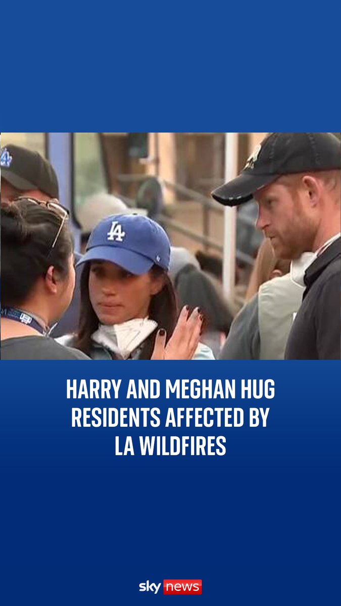 The Duke and Duchess of Sussex have been seen hugging and speaking to residents affected by the wildfires in Los Angeles as blazes continue to sweep across the region Latest: