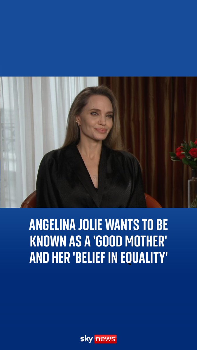 Angelina Jolie has told Sky's Debbie Ridgard 🎙📱 she wants to be known as a 'good mother' and for her 'belief in equality' Read more: