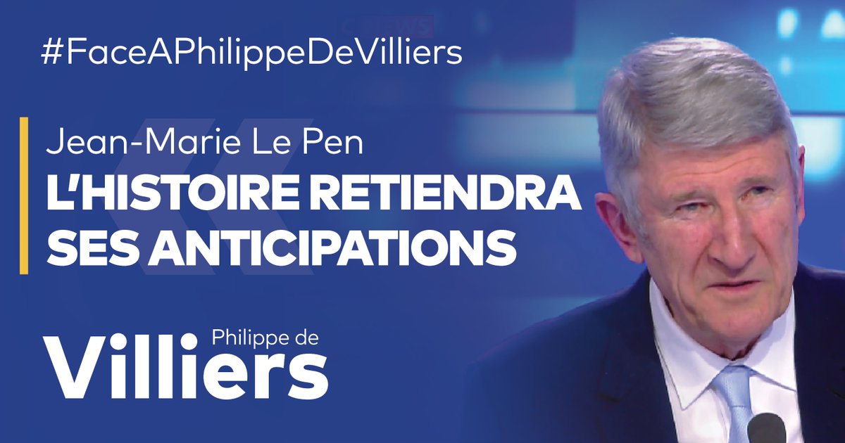 🎙️Jean-Marie Le Pen / L'histoire retiendra ses alertes et ses anticipations, notamment sa percée conceptuelle sur la submersion migratoire à venir. Comme disait Schopenhauer : « Toute vérité franchit trois étapes. – D’abord, elle est ridiculisée. – Ensuite, elle subit une forte opposition. – Puis, elle est considérée comme ayant toujours été une évidence. » 🔴Voir l'émission complète : 🤳Rejoignez-moi sur les différents réseaux sociaux : #FaceAPhilippeDeVilliers #FADV #CNews #LePen