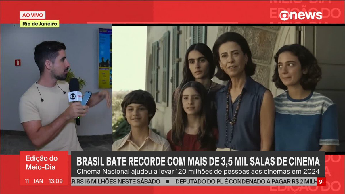 Brasil bate recorde com mais de 3,5 mil salas de cinema. Cinema nacional ajudou a levar 120 milhões de pessoas aos cinemas em 2024. ➡ Assista ao #EdiçãoMeioDia: #GloboNews