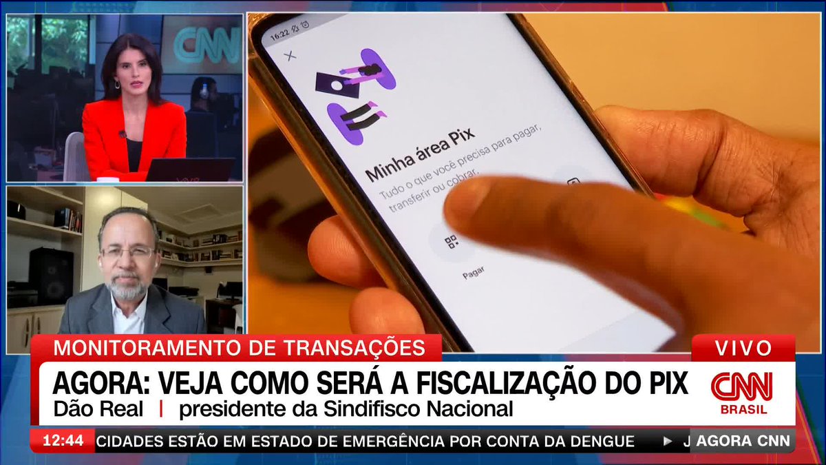 O presidente do Sindifisco Nacional, Dão Real, esclareceu à CNN, neste sábado (11), as fake news que se espalharam sobre uma possível taxação no PIX, após as novas regras de declaração do Imposto de Renda serem divulgadas pela Receita Federal. #AgoraCNN