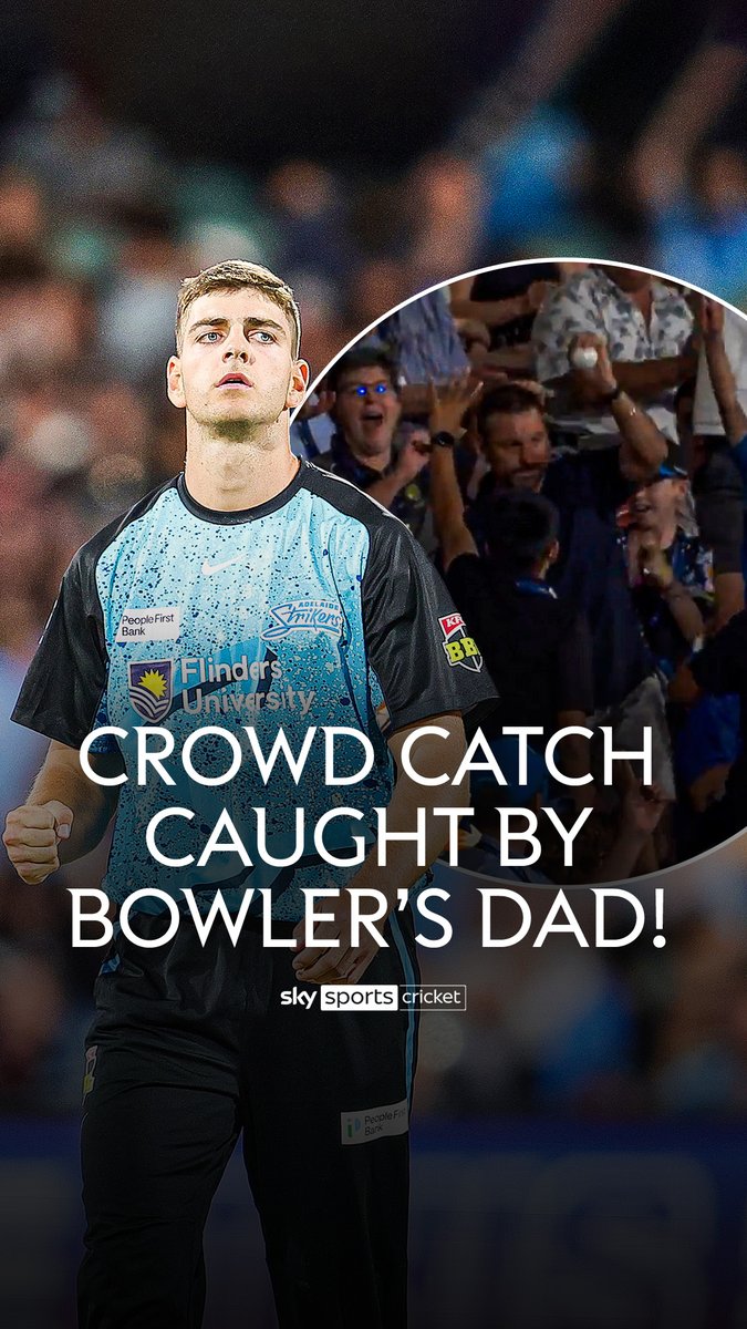 Adelaide Strikers bowler Liam Haskett is hit for six only for the ball to be caught in the crowd by his DAD! 🤯
