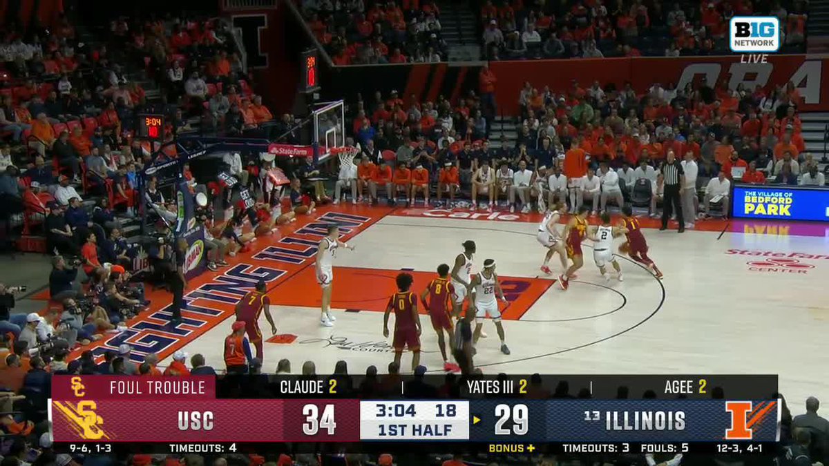 Get stops. Get buckets. @jake_6davis on both ends of the floor! 1H 2:50 | Illini 31, USC 34 📺: Big Ten Network