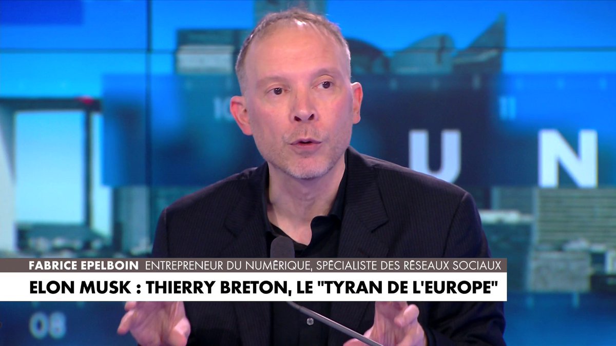 Fabrice Epelboin sur l’affrontement entre Elon Musk et Thierry Breton sur les réseaux : «Les réseaux sociaux américains nous fournissent, à nous européens, des flux d’informations qui sont déjà filtrés», dans #PunchlineWE