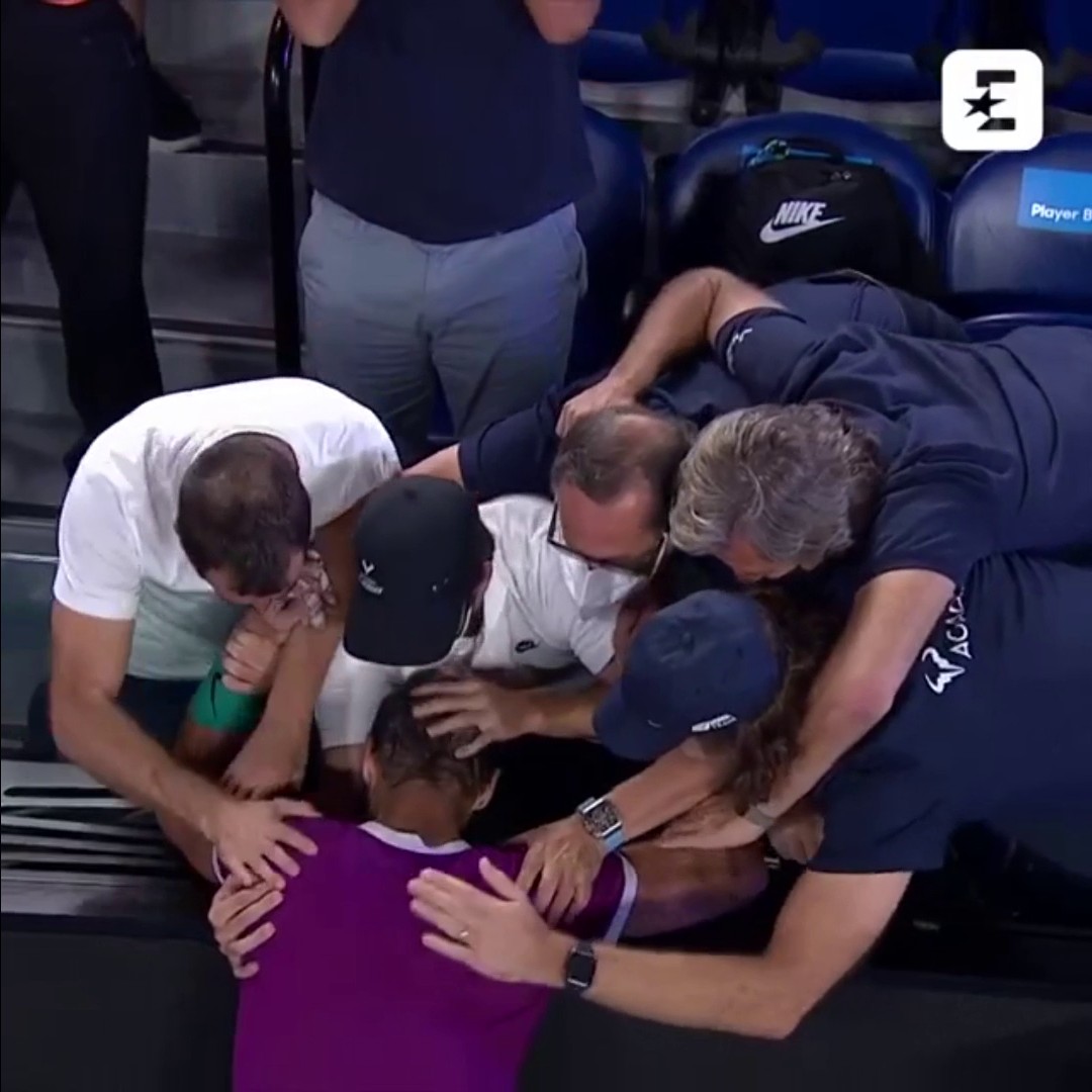 You won't see better celebrations than this on a tennis court ๐ Rafa Nadal delivered the ๐๐๐๐๐๐๐๐ comeback to win the 2022 Australian Open ๐ฆ๐บ๐