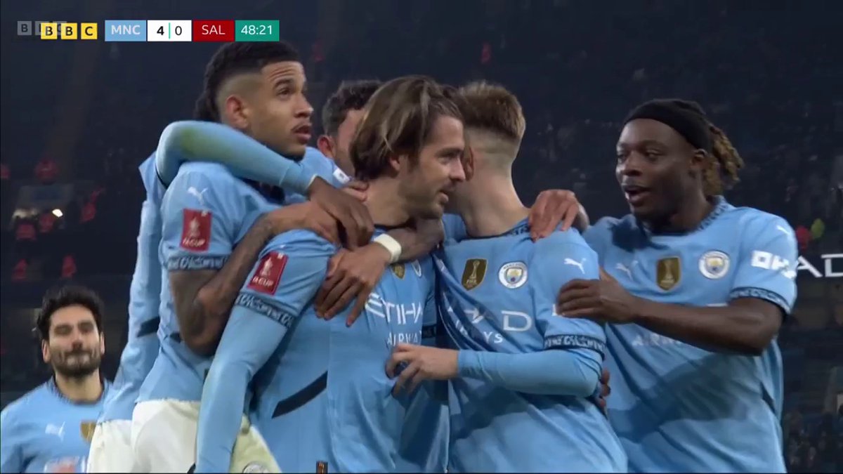 Jack Grealish scores from the spot - his first competitive goal for Manchester City since December 2023. #MCISAL #BBCFootball