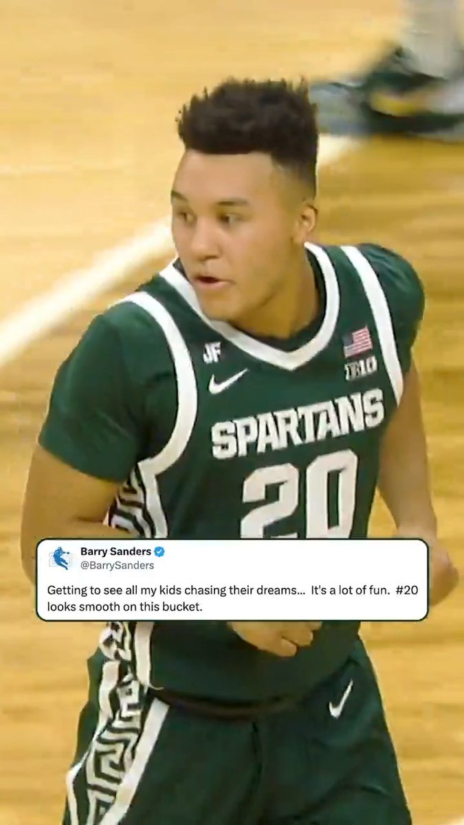 Proud dad moment for Barry Sanders watching his son Nick Sanders ball for Michigan State Men's Basketball 🙌