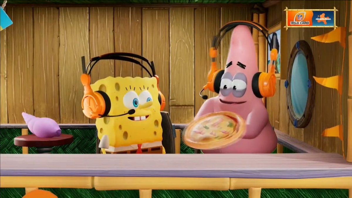 The Teenage Mutant Ninja Turtles are launching pizza into the crowd, and Patrick is loving it! Nickelodeon