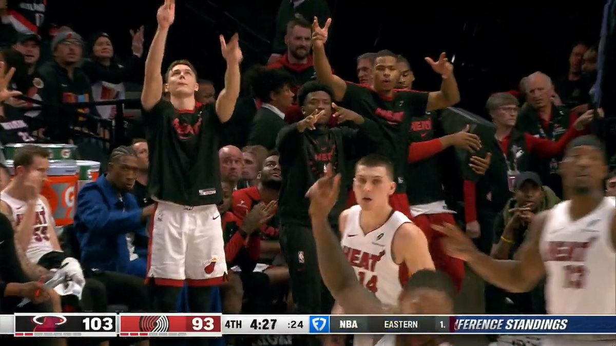 Off the screen. From RANGE. Money. Tyler Herro is up to 7 threes 🥵