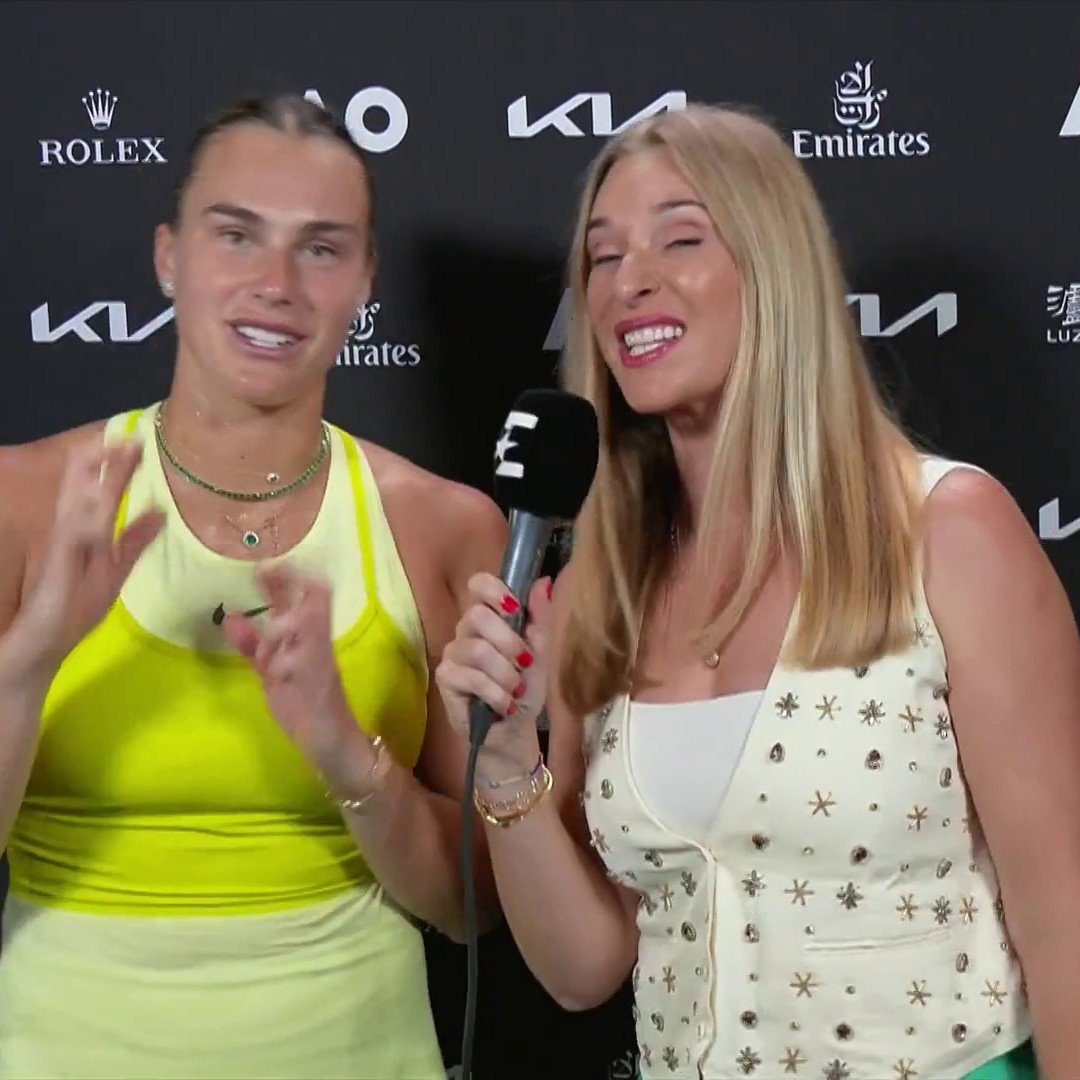 Fingers crossed for more Aryna Sabalenka dancing 🤞 #AusOpen