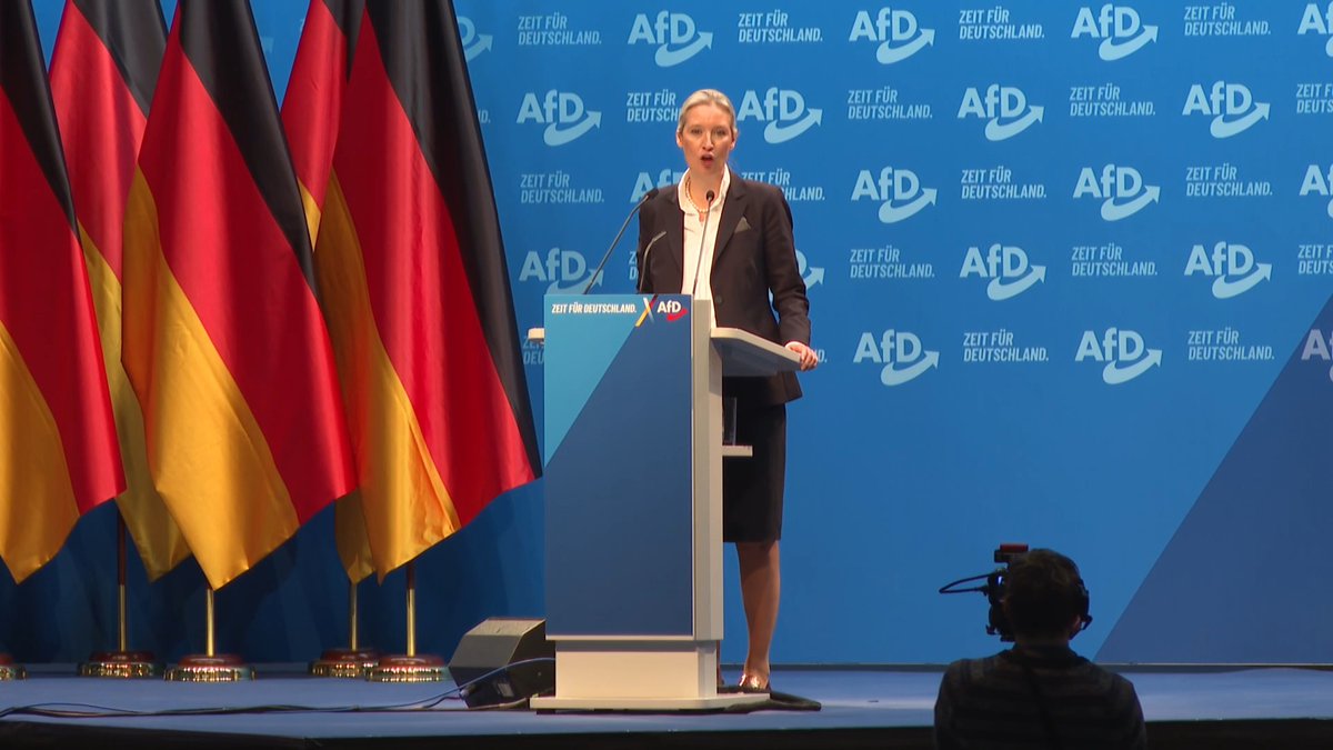 VIDEO: After being elected to represent Germany's far-right AfD party in Germany's upcoming snap election, Alice Weidel addresses supporters, vowing to 'close borders completely' if elected chancellor.