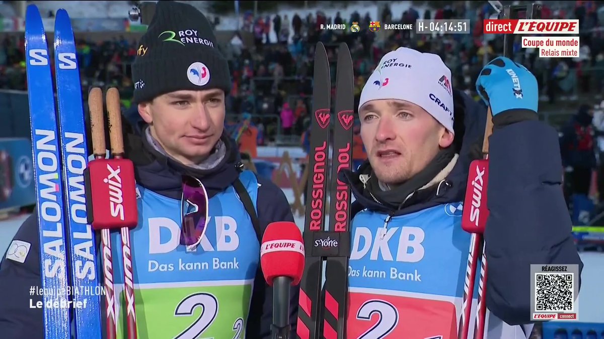 Fabien Claude et Éric Perrot nous débriefent cette magnifique 2e place de la France au relais mixte d’Oberhof avec le sourire #lequipeBIATHLON