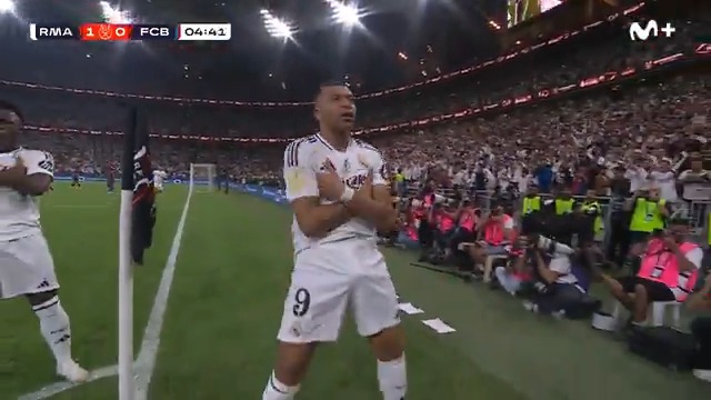 ¿Saque de esquina en contra? Pues Mbappé saca la moto y adelanta al Real Madrid. #superSupercopa #LaCasaDelFútbol