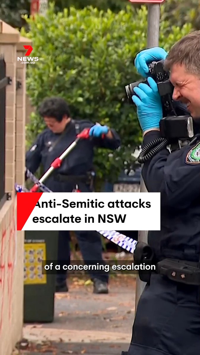 CCTV has captured two men spray painting swastikas on a synagogue in Sydney's inner west, before attempting to set it alight. It comes as NSW Premier Chris Minns has warned there's been an alarming rise in anti-Semitic attacks across the state. #breakingnews #antisem #antisemitism #antisemitic #antisemitismneedstostop #news #sydney #7NEWS