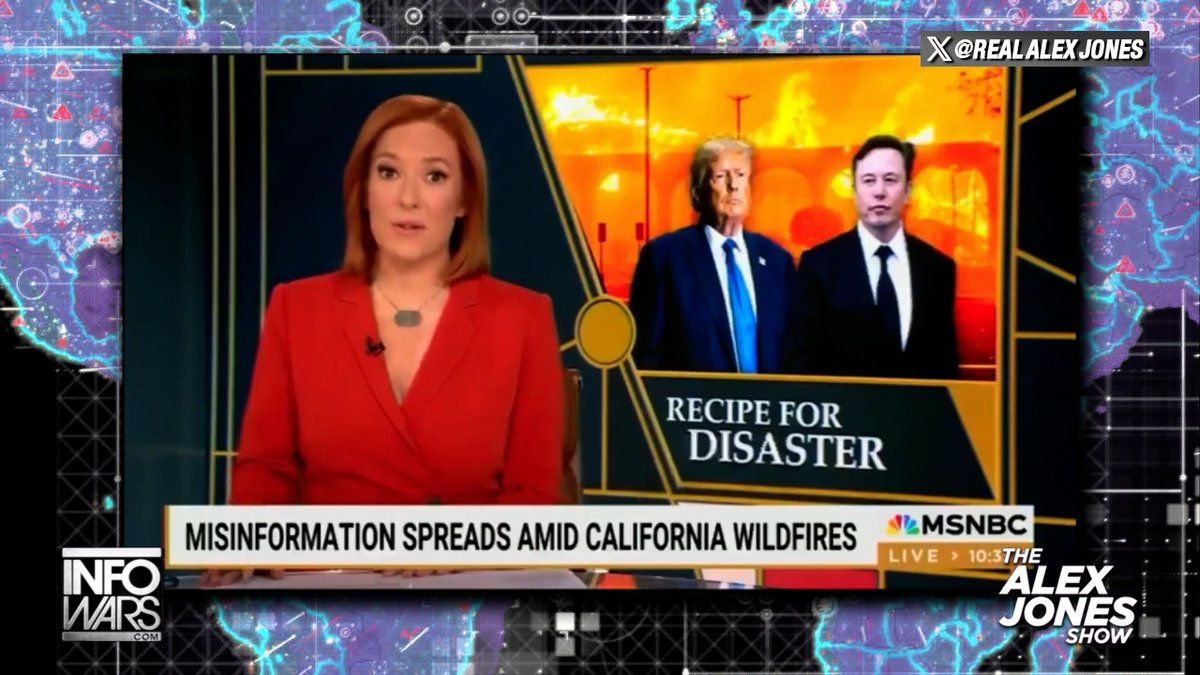 BREAKING: Watch A Hysterical Jen Psaki Attack Trump, Elon Musk, & Alex Jones For Exposing The Democratic Party's Sabotage Of California's Firefighting Infrastructure » WATCH/SHARE THE LIVE X STREAM HERE: