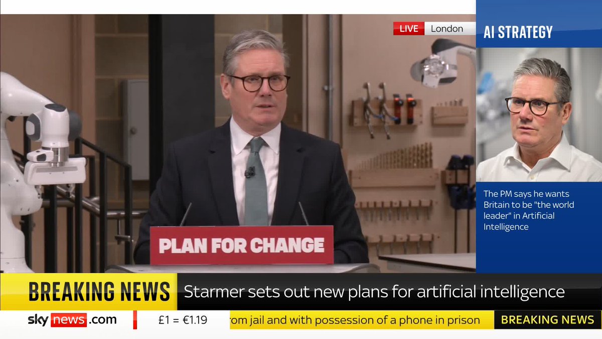 'AI is not of the future, it's the present'. Sir Keir Starmer addresses industry leaders and journalists about the future of artificial intelligence in the UK. Sky 501, Virgin 602, Freeview 233 and YouTube