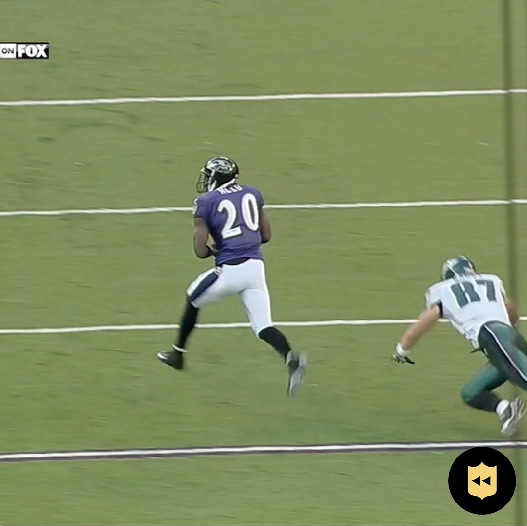 When Ed Reed went 107 yards for the longest Pick-6 in NFL history.