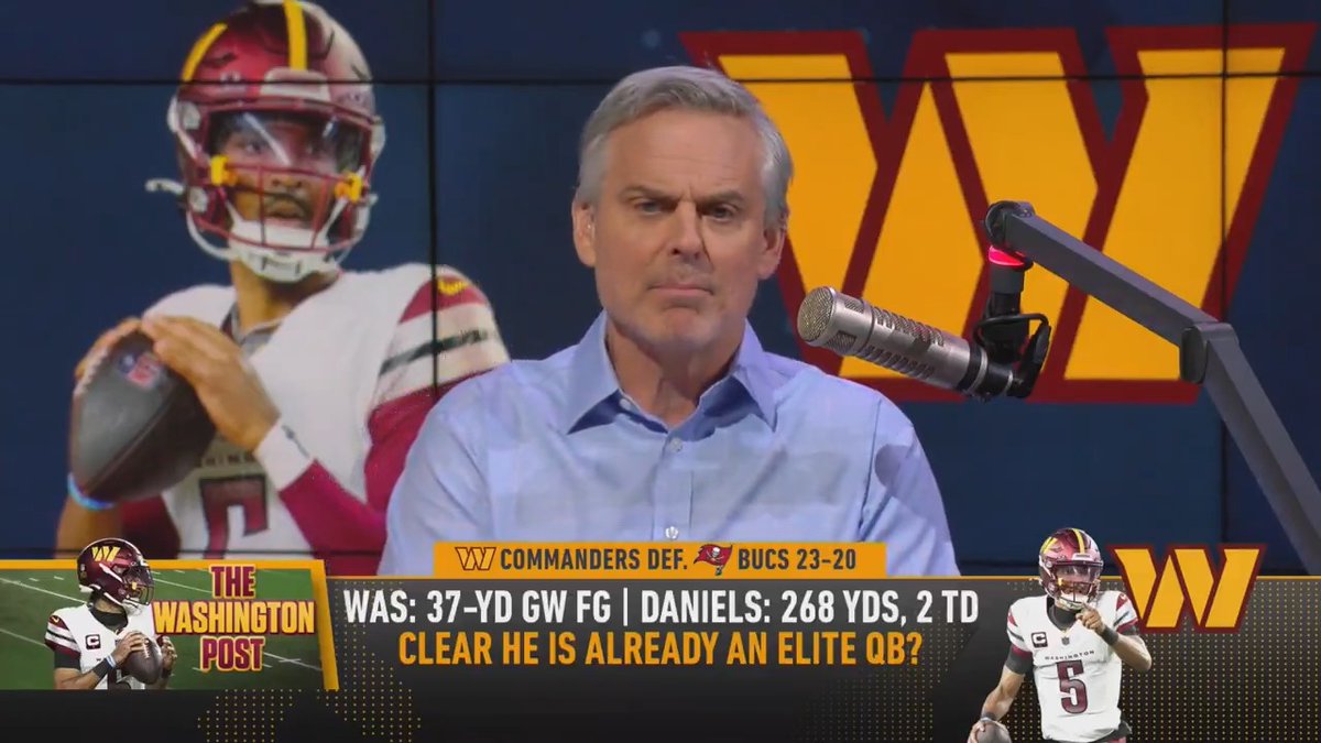 "This kid is Lamar plus Mahomes... His poise in the 4th quarter doesn't make sense." — @ColinCowherd on the magic of Jayden Daniels