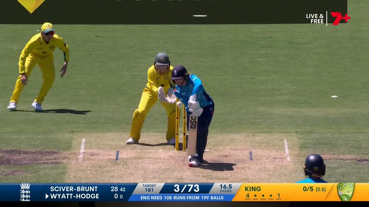 What a ball from Alana King 🔥 The classic leg spinner's dismissal to bowl Wyatt-Hodge! #Ashes