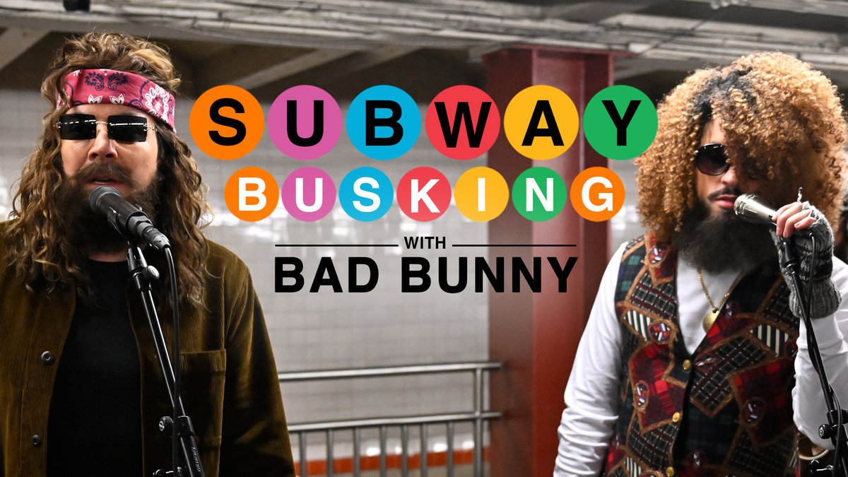 Bad Bunny &amp; Jimmy Fallow perfoming “NUEVAYoL” at the New York subway station. 🚇😂