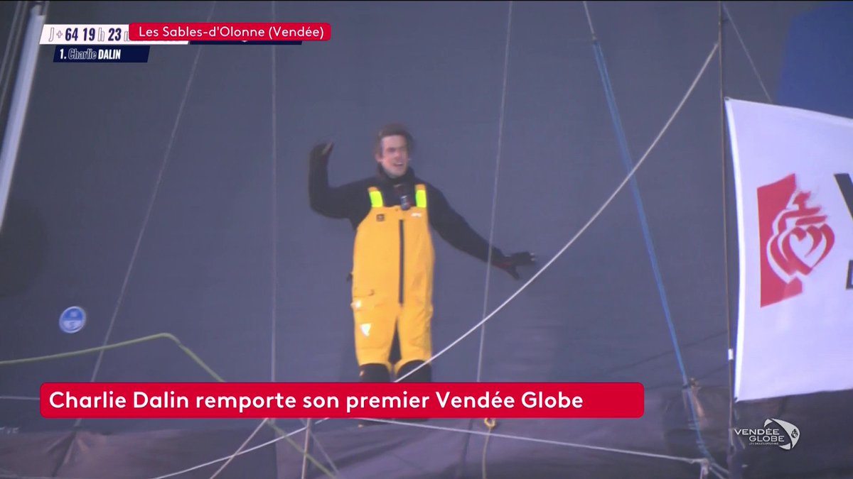 ⚡️ C'est officiel, Charlie Dalin remporte la 10e édition du Vendée Globe après 64 jours passés en mer.