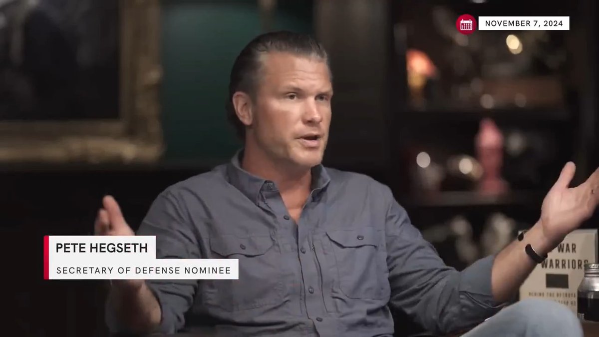 TWO MONTHS AGO, President-elect Trump’s pick to lead the Department of Defense, Pete Hegseth, said: “We should not have women in combat roles…” “Men in those positions are more capable…” Republicans should have to answer whether or not they agree.