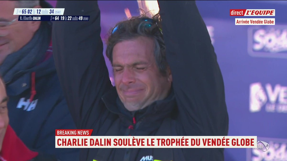 L'émotion de Charlie Dalin pour la remise trophée ! #VendéeGlobe