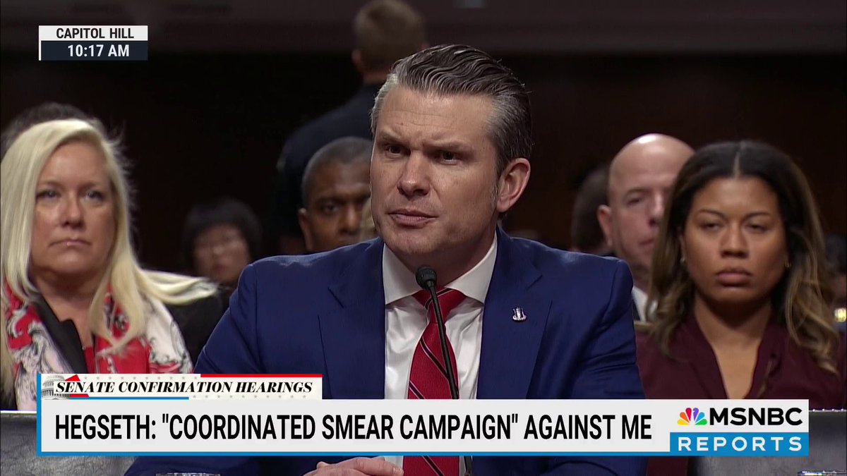 "A small handful of anonymous sources were allowed to drive a smear campaign and agenda about me." Pete Hegseth defends himself at his Senate confirmation hearing.