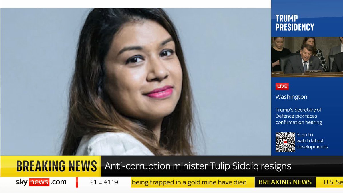 BREAKING: Anti-corruption minister Tulip Siddiq MP has resigned from government. Sky's Sam Coates Sky has the latest. 📺 Sky 501, Virgin 602, Freeview 233 and YouTube