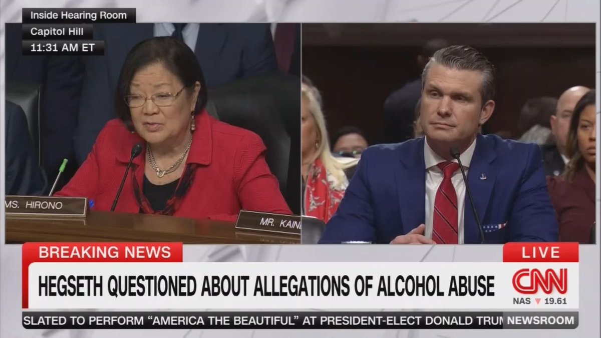 Q: You recently promised that you won't drink if confirmed, correct? Hegseth: Uh, ab..solutely Q: Will you resign if you drink on the job? Hegseth: *avoids question*