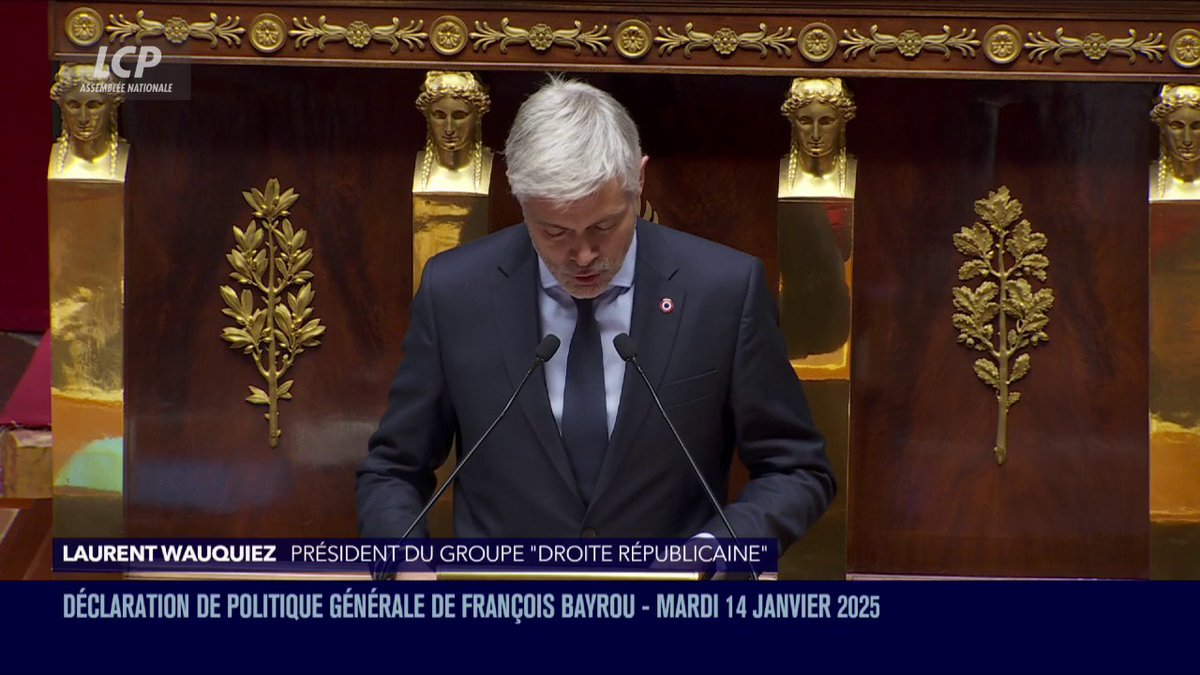 Instabilité gouvernementale : Laurent Wauquiez compare la période actuelle au Vème siècle, celui de la "chute de l'Empire romain". "Vous jouez assez bien le rôle de Brutus", dit-il à "ceux qui sont incapables de respecter la démocratie", "ceux qui font les pitres sur les bancs".