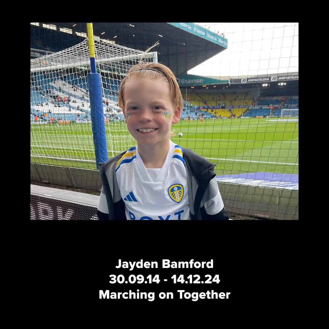 🤍 Everyone at #LUFC were devastated to learn of the passing of young supporter Jayden Bamford. Fans are encouraged to join in with a minute’s applause in the 10th minute of the match against Sheffield Wednesday