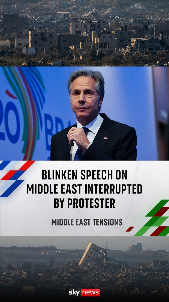 US Secretary of State Anthony Blinken has been branded as a "monster" by a pro-Palestinian protester who interrupted his speech at the Atlantic Council in Washington. Read more: