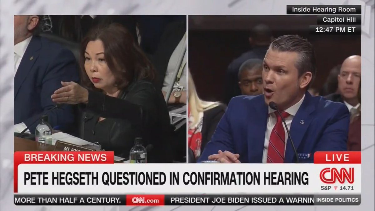 Wow. Sen. Duckworth goes for the jugular: Hegseth: “In both of the organizations I ran, we were always completely fiscally responsible—” Duckworth: “Yes or no, did you lead an audit? … What are you afraid of? You can’t answer this question?”