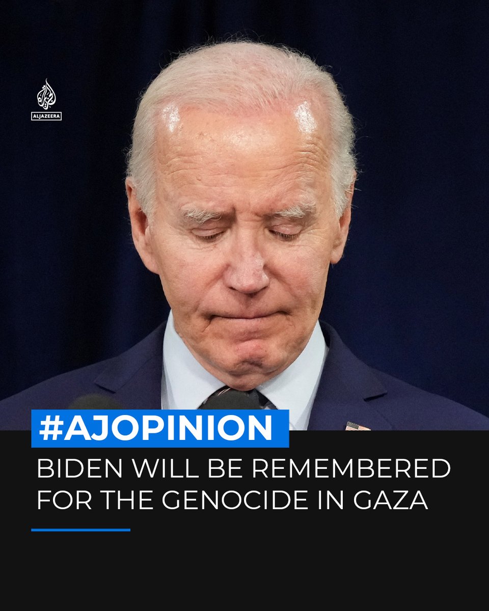 "US President Joe Biden will be remembered as the American president who oversaw the genocide of Gaza", says Middle East Council on Global Affairs’ fellow Omar H. Rahman for #AJOPINION ⤵️