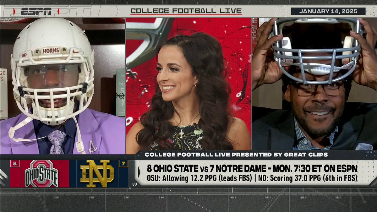 Notre Dame HC Marcus Freeman's halftime speech has Sam Acho and Desmond Howard ready to suit up 😤😂