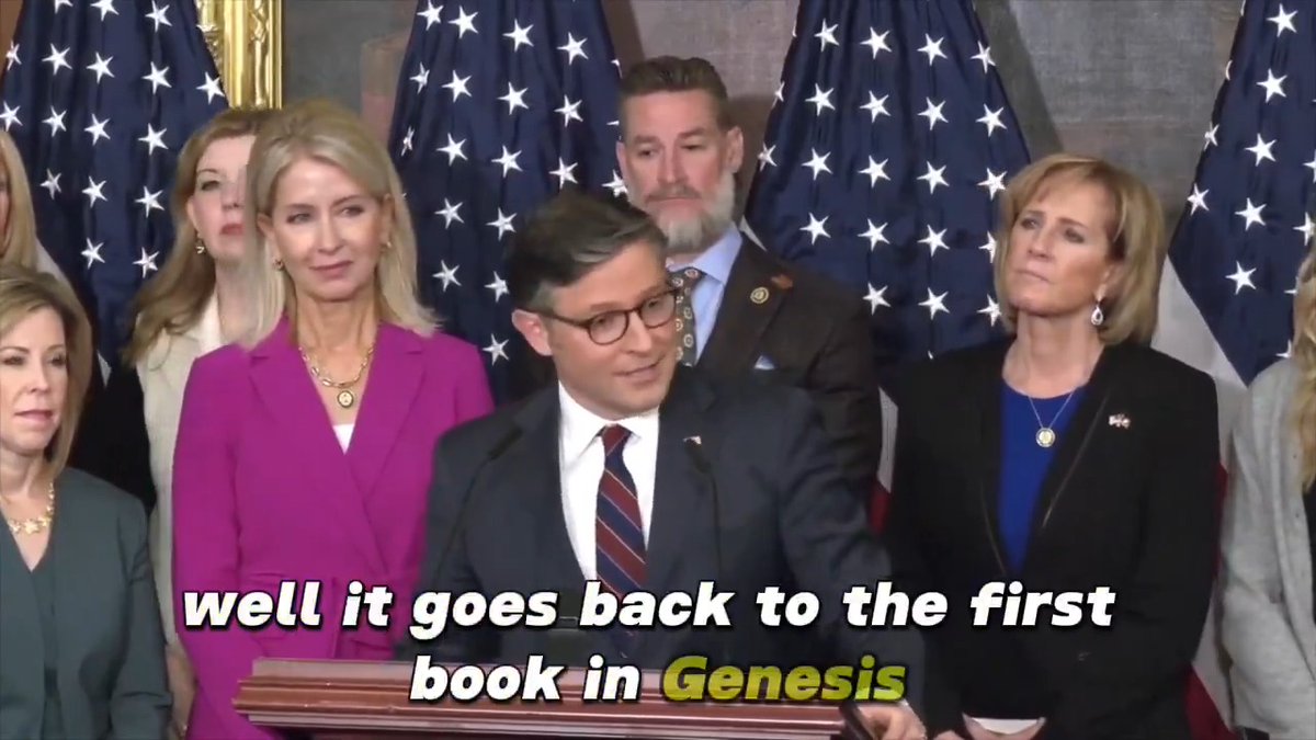 Speaker Johnson uses the Bible to shred ignorant reporter Reporter: Where in scripture does it say male and female? Speaker Mike Johnson: GENESIS
