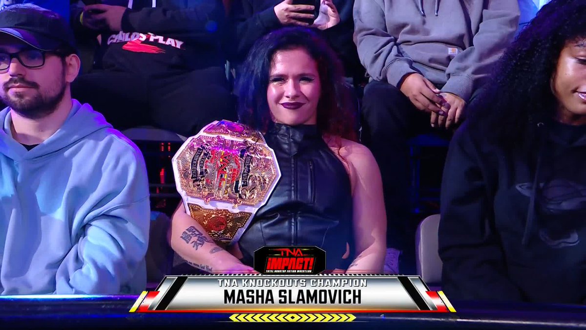 What a surprise! 🙌 TNA Wrestling Knockouts Champion Masha Slamovich マーシャ・スラモビッチ is keeping a close eye on the NXT Women's Division! 👀 #WWENXT