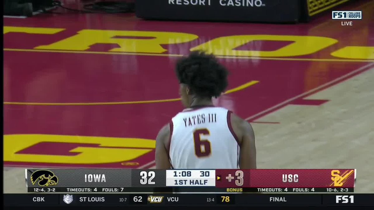 💥 21 PTS 💥 8-11 FG 💥 4-5 3FG 💥 4 AST It was a career night for USC Men's Basketball' freshman Wesley Yates III against Iowa 👏 #B1GMBBall